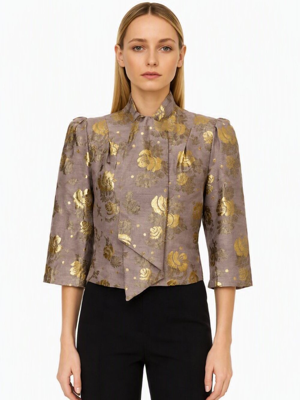 Juicy Couture Gold Foil Cherry Blossom Jacket | Metallic